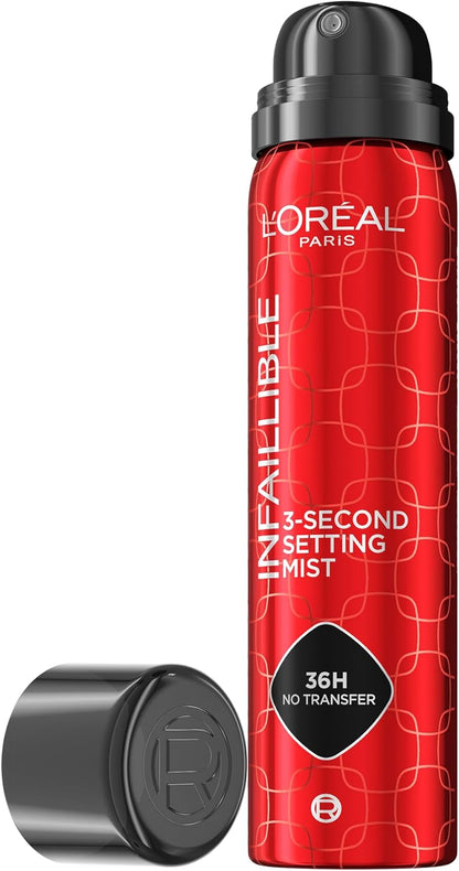 L'Oreal Paris Makeup Setting Spray for long lasting makeup setting spray with 36-hour no transfer formula.