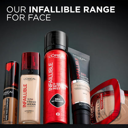 L'Oreal Paris Infallible range including long lasting makeup setting spray and foundation products.